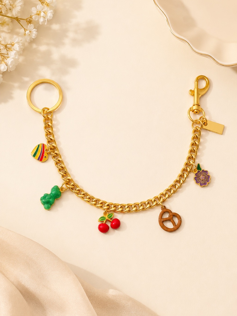 Iconic Motif Purse Chain | Tea Rose, Rexy, Cherries & Pretzel Handbag Charm - Picture 5 of 5